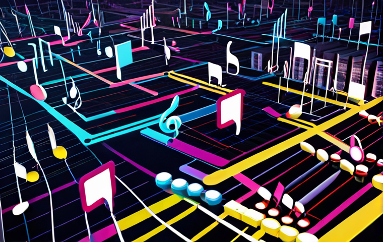**
A vibrant digital landscape showcasing interconnected icons representing software, music notes, design elements, and data points. Overlaid is a Creative Commons license symbol, subtly glowing. The overall feel is collaborative and open, with diverse individuals interacting through virtual connections. Emphasize the concept of a "digital library where everyone can contribute and borrow."
**